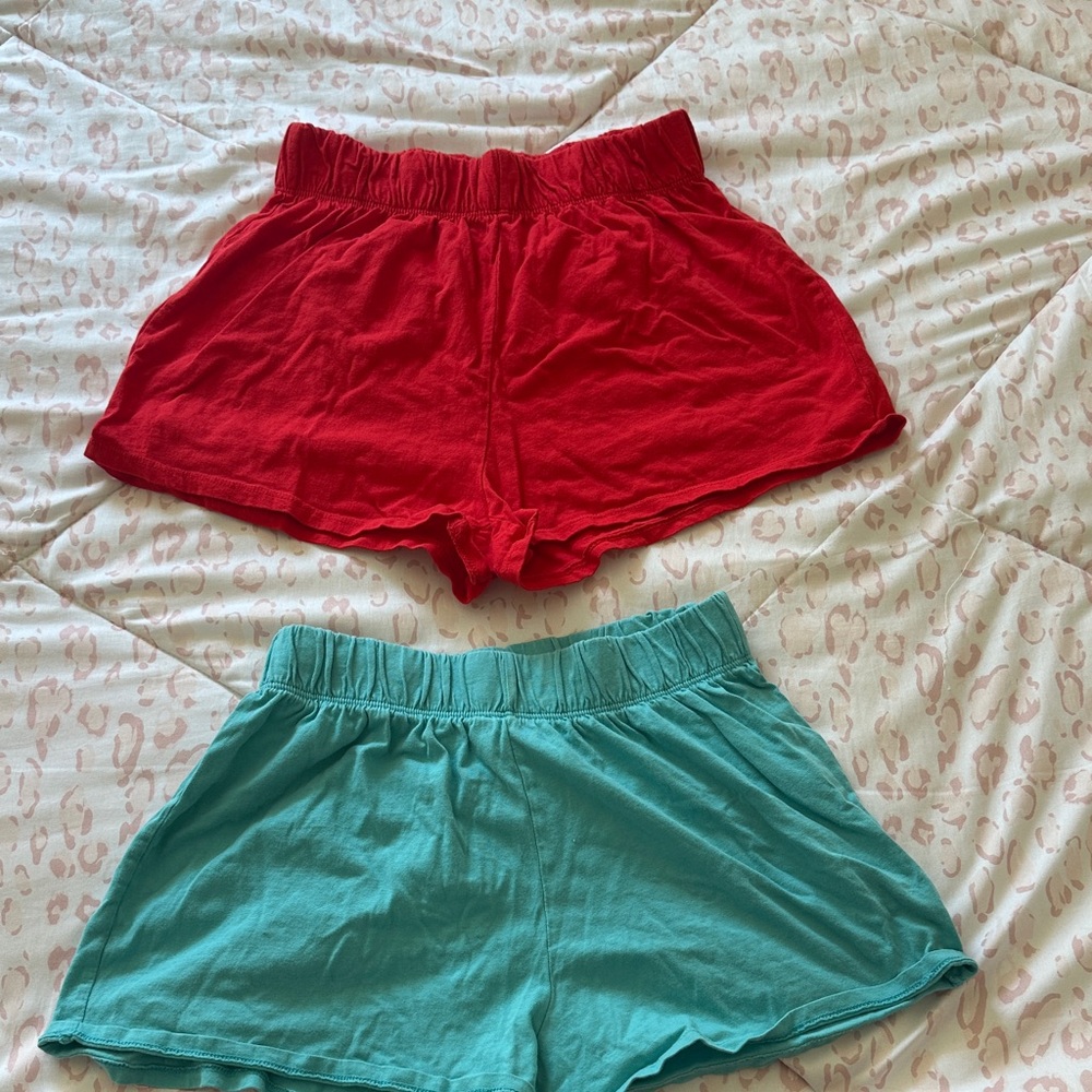 wild fable Red & Teal Elastic-Waist Athletic Shorts